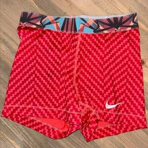 Nike Red Patterned spandex Shorts